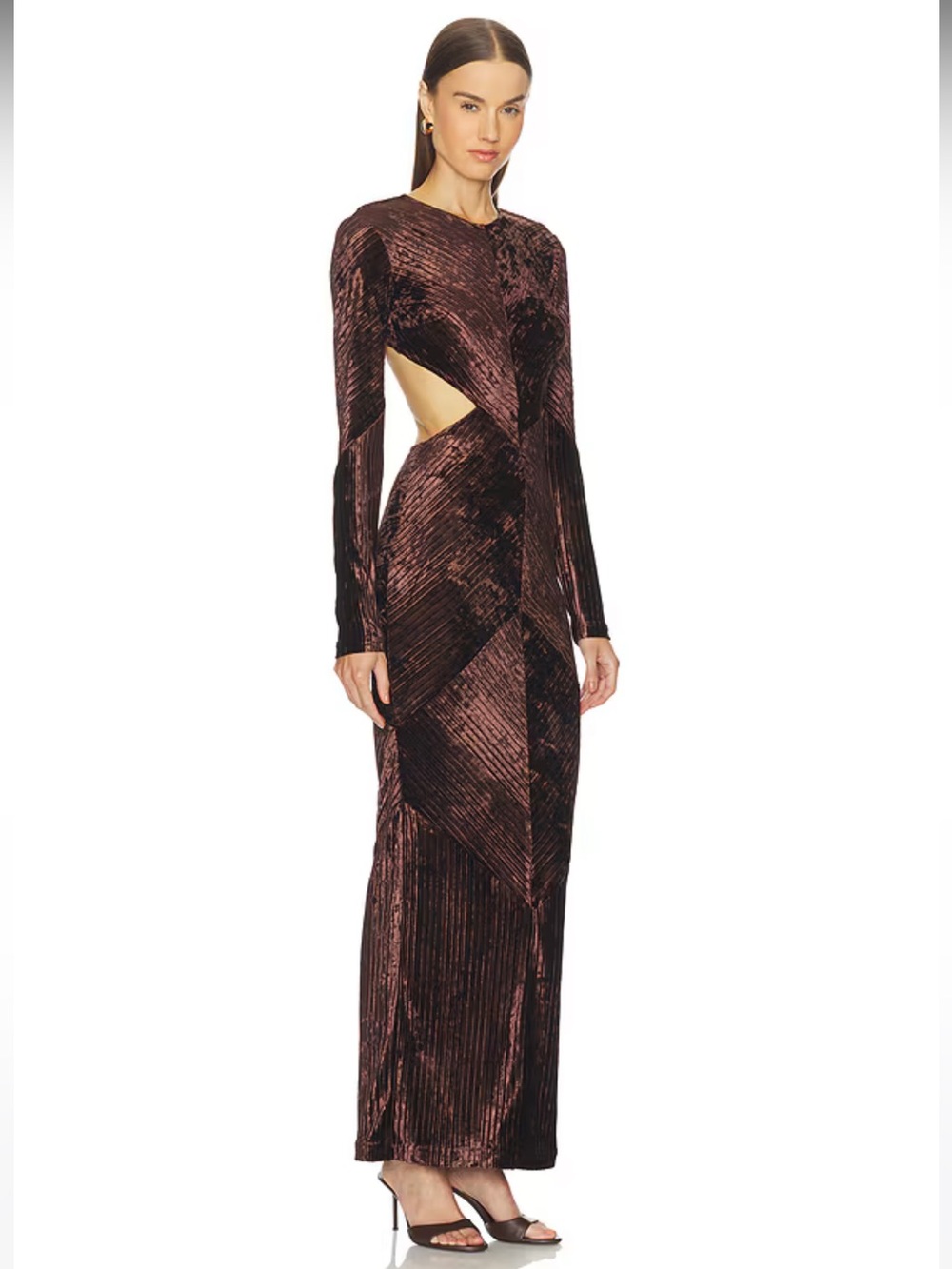 NWOT! Michael Costello x REVOLVE Spencer Gown in Chocolate Brown - Picture 2 of 5